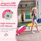 Goplus Kids Luggage, 16’’ Carry on Suitcase with LED Wheels, Waterproof Hard Shell, Lightweight Rolling Luggage for Travel, Birthday Christmas Gifts for Toddlers, Children, Boys, Girls (Pink)