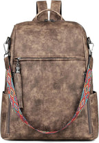 FADEON Leather Laptop Backpack for Women Designer 15.6 inch PU Laptop Bag, Ladies Travel Computer Work Backpack Grey