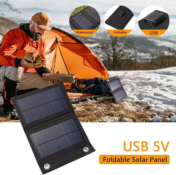 USB Foldable Solar Panel Portable Flexible Small 5V 10W Folding Cells for Mobilephone Portable Charger for Cell Phone and Laptop Cell Battery Pack