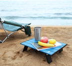 VILLEY Portable Mini Folding Beach Table, Ultralight Aluminum Side Table with Carry Bag for Camping, Picnics, and Outdoor Activities - Blue