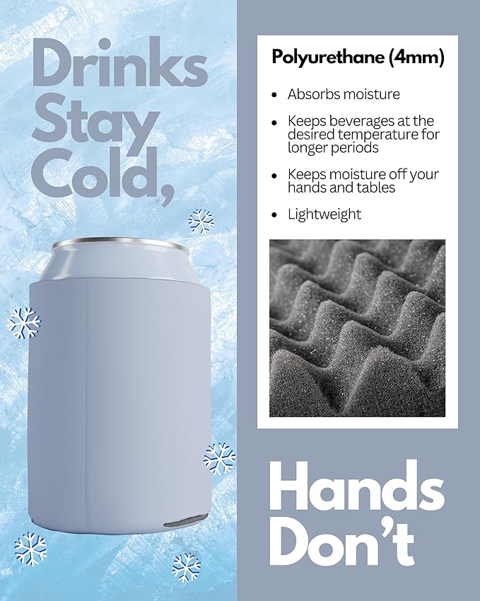 PartyPrints 25 Pack Frost Blank Can Cooler Sleeves, Customizable Bulk Insulated Foam for Beer, Collapsible Plain Drink Holder, Cold Soda Insulator, 12oz Regular, 16oz Tall Cans