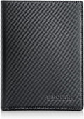 Polare Slim RFID Blocking Leather Passport Holder Travel Bifold Wallet For Men (Carbon Black)