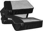 WTREE 4-Piece Packing Cubes Travel Accessories Set for Suitcases - Luggage Organizer Bags with Double Zipper - Mesh Top - Medium - Black
