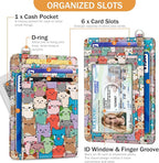 Yonlevres Cat Credit Card Holder Slim Wallet, RFID Wallet Women Front Pocket Small Card Holder, Travel Cute Funny Thin ID Window PU Leather RFID Blocking Case Organizer Gift Girls Ladies