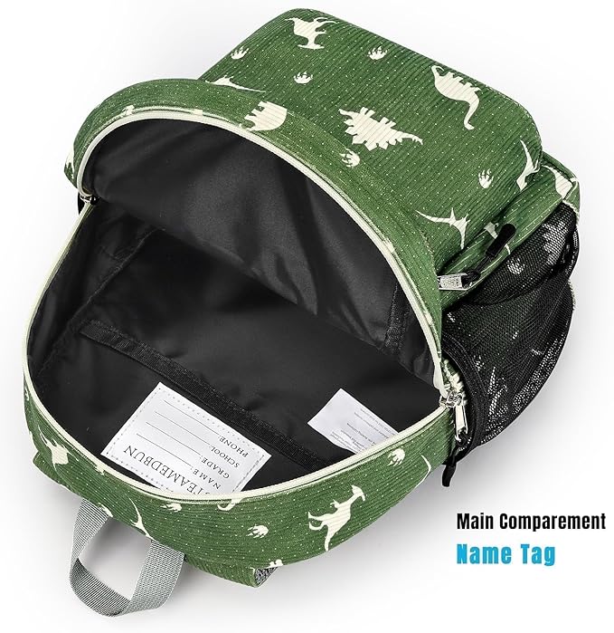 STEAMEDBUN Corduroy Toddler Backpack for Boys Girls 2-4, Kids Preschool Backpack for Kindergarten - Dinosaur
