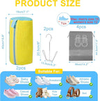 vorona Shoe Washing Machine Bag, 2PCS Reusable Shoe Bag for Washing Machine, 360° Deep Clean, Includes 4 Shoe Storage Dust Bags & 2 Drying Racks, XXL Laundry Shoe Bag for Sneakers Tennis Shoes, Yellow