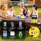 Solar Generator - Portable Power Station for Emergency Power Supply,Portable Generators for Camping,Home Use&Outdoor,Solar Powered Generator With Panel Including 3 Sets LED Light (Yellow)
