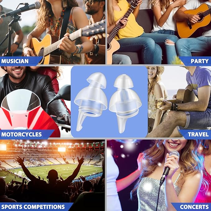 High Fidelity Concert Ear Plugs, 2 Pairs Ear Protection Musician Earplugs for Concerts, Music Festival, Motorcycle, and Other Noise Reduction Events