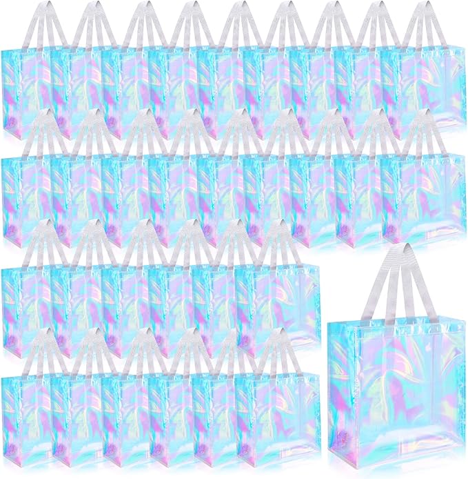 Eccliy 30 Pack 12x12x6 Inch Clear Tote Bag Stadium Approved Bulk Plastic Beach Tote Gift Bag with Handle for Gym Sports | 30 Pack, 12x12x6 Inch, Stadium Approved, Bulk, with Handle, Tote Gift Bag