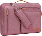 MOSISO 360 Protective Laptop Shoulder Bag,15-15.6 inch Computer Bags Compatible with MacBook Pro 16 inch, HP, Dell, Lenovo, Asus Notebook,Side Open Messenger Bag with 4 Zipper Pockets, Dusty Rose