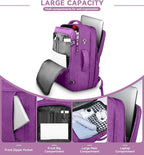 AREYTECO 50L Carry On Backpack, Extra Large Laptop Backpack, Travel Backpack for Women, Expandable Water Resistant Big Bag Anti-Theft Business Daypack Fit 17 Inch Laptop,Purple