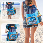 Mesh Drawstring Backpack with Shoe Compartment, Sandproof Beach Swim Bag with Wet Pocket, Pool Gym Shower Bag for Travel Summer Camp