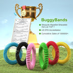 BuggyBands Mosquito Bracelets, 36 Pack Individually Wrapped Wristbands, DEET Free, Natural and Waterproof Bands, Camping Travel Essentials