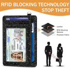 Yonlevres Credit Card Holder Slim Wallet, Moon Lunar Black RFID Wallet Women Front Pocket Small Card Holder, Travel Cute Funny Thin Card Case ID Window PU Leather RFID Blocking Card Organizer Gifts