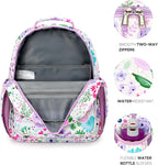 mibasies Kids Backpack for Girls: Girls Backpack 5-8 - Kindergarten Elementary School Bookbag for Girl - Flower Light Purple