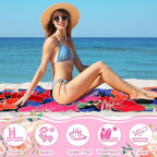 FuWeave 6 Pcs 72 x 36 Microfiber Oversized Beach Towels Large Absorbent Thin Compact Lightweight Sand Free Quick Dry Towels Pack for Travel Pool Yoga Gym Sports Beach Accessories(Flower)