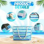 SRISE Large Beach Bag for Women & Men, Beach Bags Waterproof Sandproof, Travel Tote Bag, Swim Pool Bag for Family Outdoor