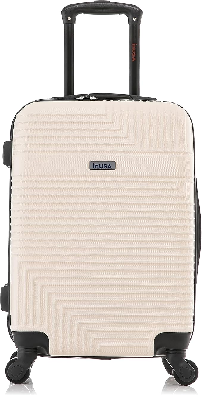 InUSA RESILIENCE Luggage with Spinner Wheels | Durable Lightweight Hardshell Suitcase, Spacious Travel Bag with Handle and Trolley | 20-Inch Carry On Small Luggage | Sand