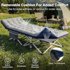 ABORON Camping Cot for Adult 28" Extra Wide, 2PK Heavy-Duty 1200D Oxford Cot for Sleeping, Portable Folding Camp Bed with Mat & Carry Bag