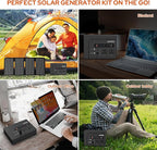 powkey 200W Portable Power Bank with Solar Panel 40W, 146Wh Power Bank with AC Outlet, High Eifficiency Waterproof Solar Panel Kit with Battery Bank for Outdoor Camping Home Backup