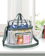 MAY TREE Clear Bag for Stadium Events 12×6×12 Clear Tote Lunch Bag with Reinforced Straps for Work, Sporting Events and Gym, Green