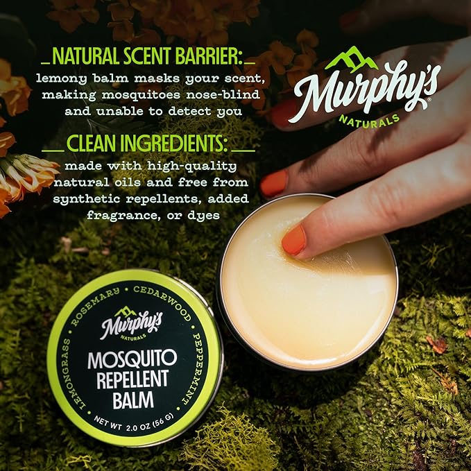 Murphy's Naturals Mosquito Repellent Balm for Outdoor Patio, Hiking, Camping, Plant-Based Cedarwood, Lemongrass & Rosemary, 2oz, 2-Pack