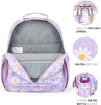 mibasies Kids Backpack for Girls: Girls Backpack 5-8 - Kindergarten Elementary School Bookbag for Girl - Daisy Purple