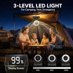 Rechargeable Camping Fan with Oscillating,【Max 60Hrs】Portable Battery Powered Operated Fan,20000mAh Outdoor Turbo Tent Fan & Light,Timer,Hook for Travel,Fishing,Jobsite,Beach,Indoor,Camping Essential