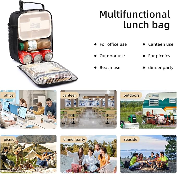 Lovoeo Lunch box Lunch bag for men women Insulated Lunchbox Lunch bags for Work Picnic Travel (Thicken navy blue)