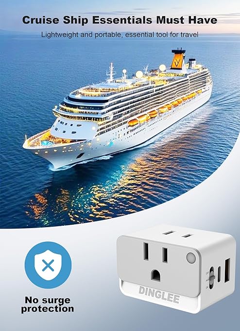 Mulit Plug Wall Outlet with USB C, 2 Pack Outlet Extender 2AC 1USBA 1USBC, 3 Way Plug Wall Splitter with Night Light, Multiple Plug Adapter for Travel Home Office PD 20W