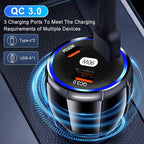 Amiss Car Charger Adapter, 3 Port USB-C & USB-A 90W Fast Charger, Car Interior Accessories, Cigarette Lighter Fit for iPhone 17/16/15/14Pro Max, Samsung Galaxy S25 / S24 iPad, Pixel, Android-Black 2pc