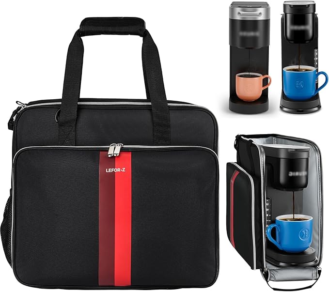 LEFOR·Z Coffee Maker Travel Bag Compatible with Keurig K-Slim/K-Express/K-Iced/Ninja PB051/PB041ST,Single Serve Coffee Brewer Carrying Case with Multiple Pockets for K-Cup Pods(Bag Only)