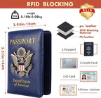 2 Pcs Passport Holder for Travel with Card Slot RFID Blocking Leather Family Passport Wallet Travel Accessories for Men and Women (Blue and Black)