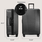 U.S. Traveler Boren Polycarbonate Hardside Rugged Travel Suitcase Luggage with 8 Spinner Wheels, Aluminum Handle, Black, Checked-Large 30-Inch