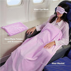 Travel Blanket, Airplane Blanket, Ultra-Soft, Warm & Lightweight, 65x40 in, Outdoor Blanket Essentials for Women, Men & Kids, Included Eye Mask, Luggage Sleeve & Backpack Clip Purple