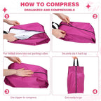 6 Pcs Travel Shoe Bags with Zipper Nylon Portable Waterproof Suitcase Shoe Organizer Packing for Golf(L,Purple)