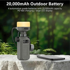 20,000mAh Rugged Power Bank with Fast Charge USB-C PD, IP68 Waterproof Shockproof, Includes 420lm Bright Camping Lantern, Tactical Outdoor Charger for Hiking Camping Survival Emergency（Grey）