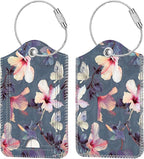 Fintie Luggage Tags, Privacy Cover ID Label with Stainless Steel Loop and Address Card for Travel Bag Suitcase - Blooming Hibiscus (2 Piece)