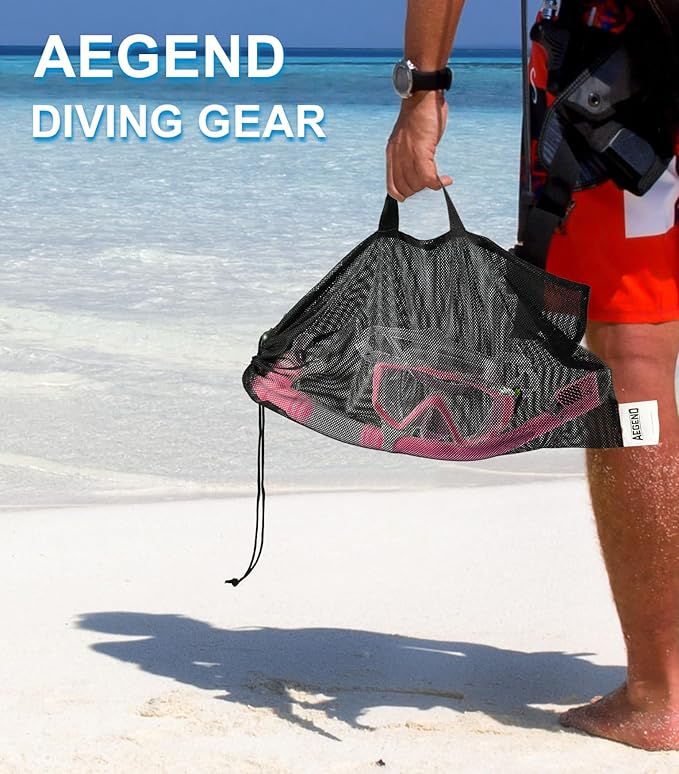 Aegend Snorkeling Gear for Adults Youth Kids, Snorkel Mask with Top Dry Valve - Panoramic View Anti-Leak and Anti-Fog with Mesh Bag for Snorkeling, Scuba Diving, Freediving & Swimming