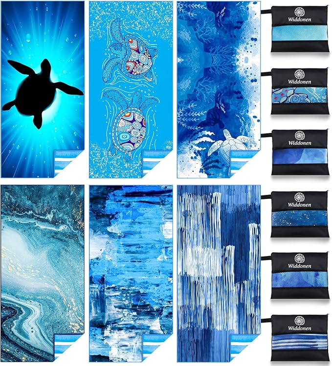 Widdonen Lightweight Thin Microfiber Beach Towel Sand Free Quick Dry Absorbent Compact Soft Pool Swim Travel Towels Extra Large Oversized Beach Accessories Packable Essentials Stuff Gifts for Adult