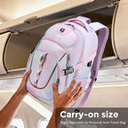 Swissdigital Laptop Backpack with USB Charging Port, Travel Backpack Fits 15.6 inches Computer, 31L Backpack for Women, Pink Purple | SD803-104