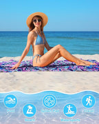 FuWeave 6 Pcs 72 x 36" Microfiber Oversized Beach Towels Large Absorbent Thin Compact Lightweight Sand Free Quick Dry Towels Pack for Travel Pool Yoga Gym Sports Beach Accessories(Mandala)