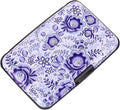 ELFISH Mini RFID Aluminum Wallet Credit Cards Holder Business Card Case Metal ID Case for Men Women (Camellia)