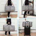 Vomgomfom 65L/85L/115L Foldable Travel Duffle Bag, Lightweight Checked Luggage with Shoe Compartment, Water-Resistant Weekender Overnight Bag for Men & Women