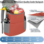 Camping Cooler Backpack 30 45 Cans, Soft Backpack Coolers Insulated Leak Proof Travel Cooler Bag Waterproof Lunch Picnic Beach Work Trip Thermal Bag Drink Beverage Beer Bag Cooler