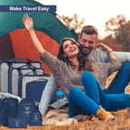 8 Set Packing Cubes for Suitcases, kingdalux Navy Blue Travel Luggage Packing Organizers with Laundry Bag, Compression Storage Shoe Bag, Clothing Underwear Bag, for Women & Man