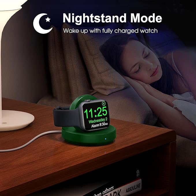 2026 Upgraded for Apple Watch Charger Magnetic Fast Charging Dock,Portable Wireless Charging Stand Compatible with iWatch Series Ultra/SE/11/10/9/8/7/6/5/4/3/2 Support Nightstand Mode-Green