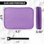 Electronics Organizer - Travel Cable Organizer Bag, Water Resistant Double Layers Pouch for Cord, iPhone, iPad Mini - Gift for Men Electronic Accessories Storage Case with 5 Cable Ties, Purple