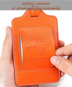3 Pack Luggage Tags - Quick Install, Privacy Protection, Airplane Travel Essentials for Suitcases, Durable Leather - Orange