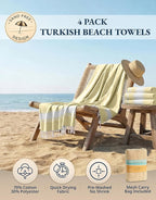 LANE LINEN Oversized Beach Towels 4 Pack – Pre-Washed, Extra Large, Quick Dry, No Sand, Pool Use, 39"x71" – Yellow